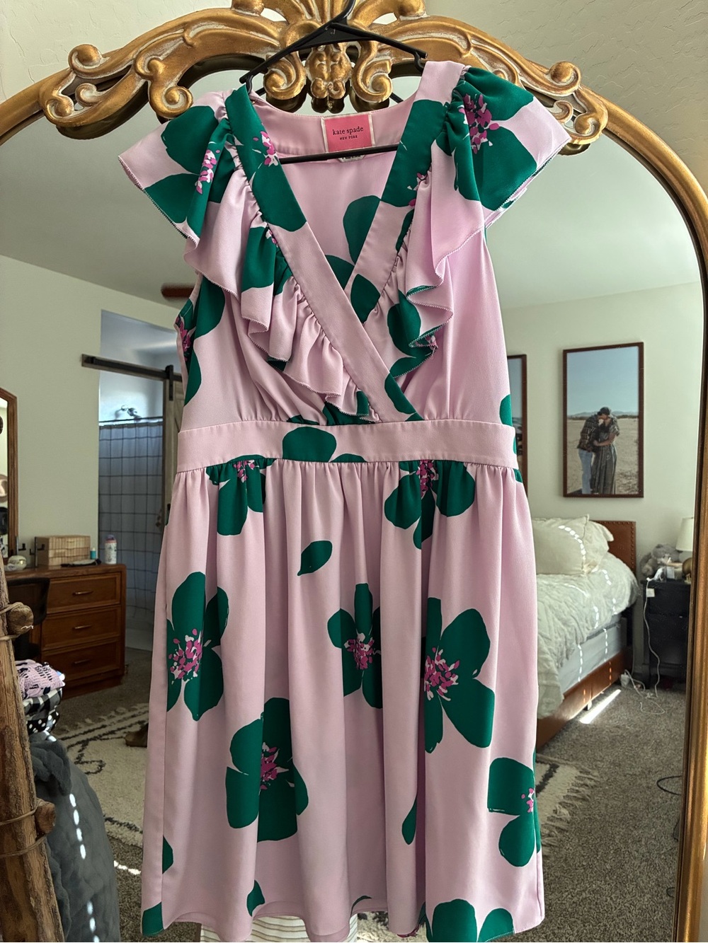 Kate Spade Pink & Green Floral Ruffle Dress